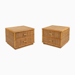 Bamboo and Rattan Bedside Tables in the style of Dal Vera, Italy, 1970s