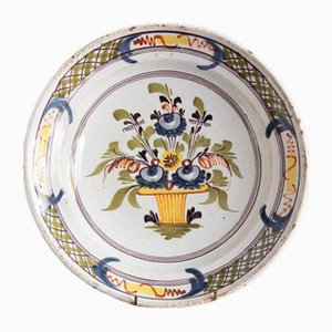 Basket of Flowers Dish in Desvres Faience, Late 18th Century