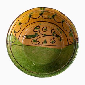 Ciotola gialla e verde in ceramica Nabeul, inizio XX secolo