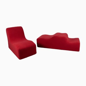 Poltrona Malitte con panca di Roberto Sebastian Matta per Gavina, anni '60, set di 2