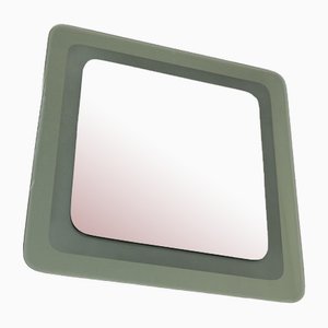 Quadratischer Spiegel mit grünem Glasrahmen, 1980er