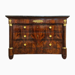 Empire Period Chest of Drawers in Flamed Mahogany
