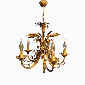 Hollywood Regency Gold Chandelier