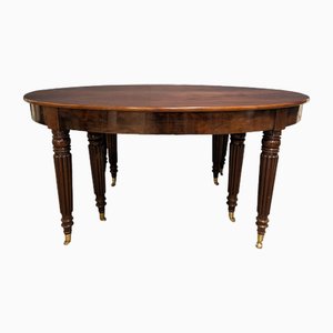 Oval Dining Table in Mahogany with 6 Legs, 19th Century