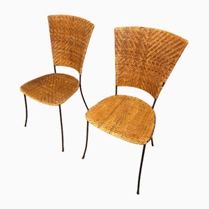 Woven Rattan Chairs, Set of 2