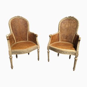 Louis XVI Style Caned Armchairs, Set of 2