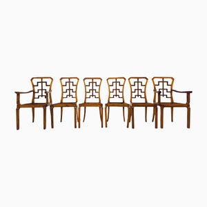 Art Deco Dining Chairs in Walnut with Backrests, Austria, 1930s, Set of 6