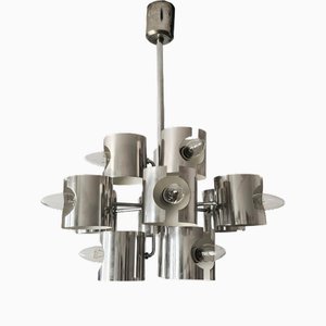 Lampadario minimalista Space Age a 12 braccia attribuito a Gaetano Sciolari, Italia, anni '70