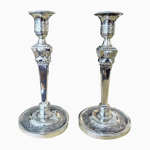 Silver Candleholders, France, 1870s, Set of 2