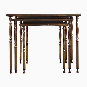 Mid-Century Satztische aus Messing, 1960er, 3er Set