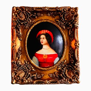 Ritratto di signora, dipinto su legno, con cornice