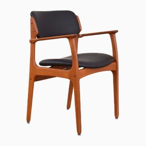 Mid-Century Danish Teak and Leather Armchair Model 49 by Erik Buch for O.D. Møbler, 1960s