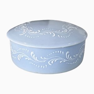 Scatola di caramelle blu in porcellana di Limoges, Parigi, Francia, anni '30