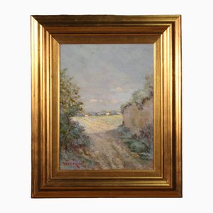 Verderone, Landscape, 1980, Oil on Panel, Framed