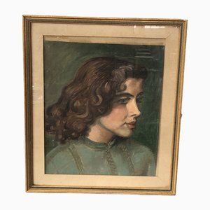 Crespin Dominique, Portrait of a Young Woman, Oil Painting on Cardboard, 1951