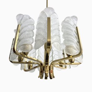 Chandelier with Glass Leaves by Carl Fagerlund for Orrefors, 1960s