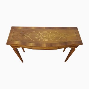 Louis XVI Style Console in Inlaid Wood with Central Drawer, 1890s