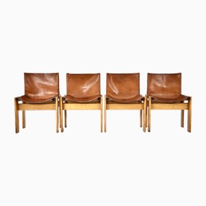 Monk Dining Chairs attributed to Afra & Tobia Scarpa for Molteni, 1970s, Set of 4