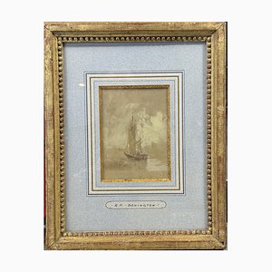 Richard Parkes Bonington, Marine Scene, Ink and Gouache, 1800s, Framed