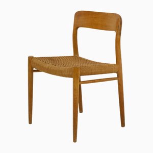 Oak Papercord Model 75 Dining Chair by Niels Möller for J.L. Møllers, 1960s