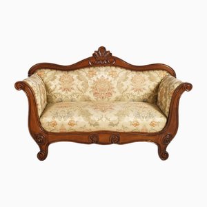Mid 20. Jh. Louis Philippe Sleigh Sofa aus Handgeschnitztem Nussholz, Italien, 1930er
