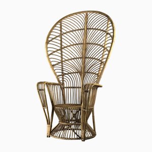 Armlehnstuhl aus Korbgeflecht & Bambus, 1960er