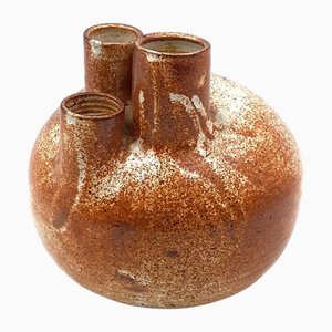 Organic Modern Brown Earthenware Vase, 1970s