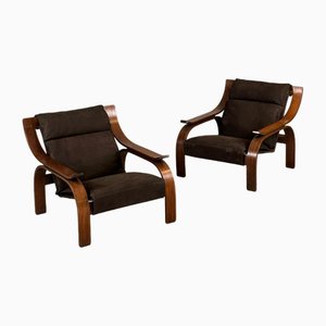 Set of Woodline Armchairs by Marco Zanuso for Arflex, 1960s