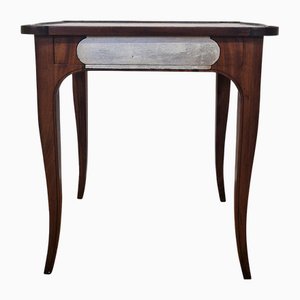 Mesa de centro de madera con tablero con incrustaciones, años 80