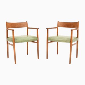 Dänische Vintage Carver Sessel aus Teak & Leder von Arne Vodder für Sibast, 1960, 2er Set