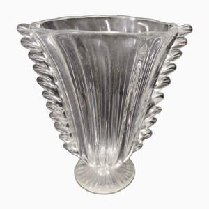 Vintage Transparent Murano Glass Vase from Barovier and Toso, 1930s