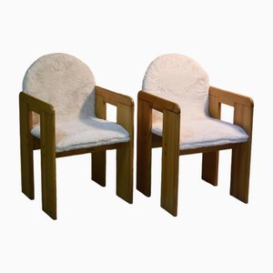 Side Chairs with Armrests in the style of the Dialogo Model by Afra and Tobia Scarpa for B&b Italia, Italy, 1980s, Set of 2