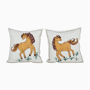 Housses de Coussin Animal Suzani Uzbek, 2010s, Set de 2