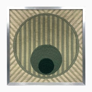 Abstract Geometric Green Framed Tapestry by Janine Gord, 1970s