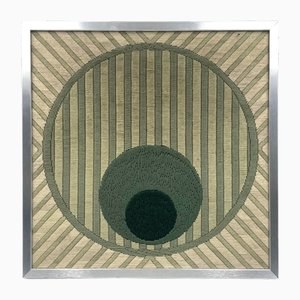 Tapisserie Abstraite Géométrique avec Cadre Vert par Janine Gord, 1970s