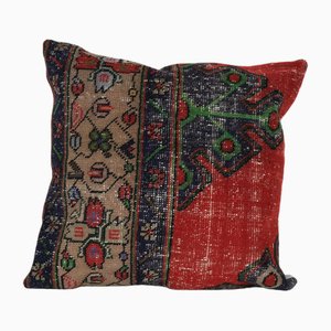 Square Oushak Rug Red Cushion Cover, 2010s