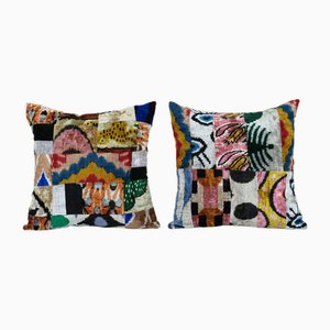 Ikat Velvet Cushion Covers, 2010s, Set of 2