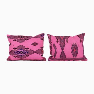 Housses de Coussin Rayées en Laine Bio, 2010s, Set de 2