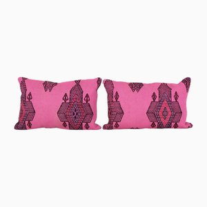 Striped Pink Wool Cushion Covers, 2010s, Set of 2
