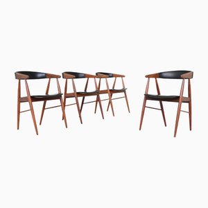 Dining Chairs in Teak by Ejnar Larsen & Aksel Bender, Set of 4