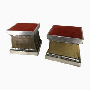 Pedestals in Wood and Silver Metal, Italy, 1890s, Set of 2