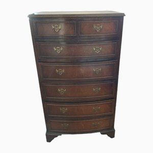 George III Bow Fronted 6 Drawer Tallboy Chest of Drawers in Mahogany with Brass Handles