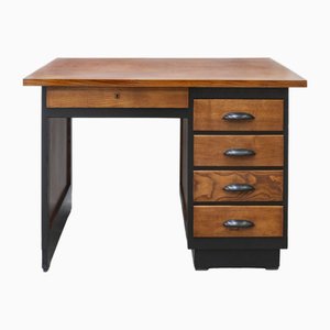 Schreibtisch aus Eiche in Braun & Schwarz, 1940er