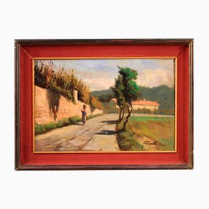 C. Filippelli, paisaje, 1950, pintura al óleo, enmarcado