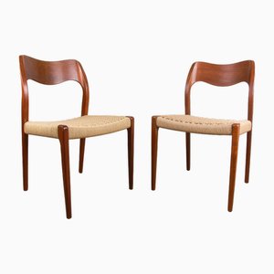 Danish Model 71 Chairs in Teak and New Rope by Niels Otto Moller for J.L. Møllers, 1960s, Set of 2