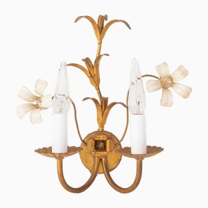 Vintage Italian Wall Light with Flowers, 1970s
