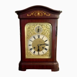 Edwardian Mahogany Inlaid Chiming 8 Day Mantle Clock, 1900s