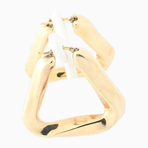 Gold Twisted Triangle Hoop Earrings from Bottega Veneta, Set of 2