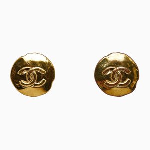 Gold Plated Coco Mark Earrings from Chanel, Set of 2