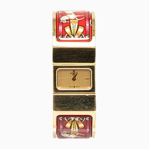 Gold Dial Loke Hakuba Cloisonne Bangle Watch from Hermes
